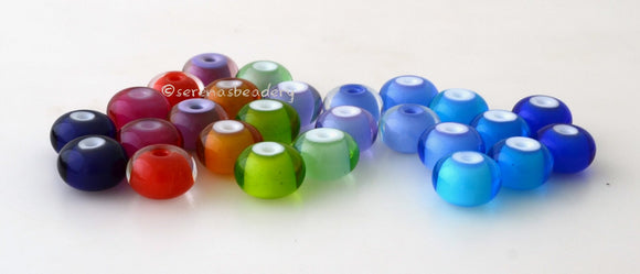 White Heart Lampwork Glass Beads