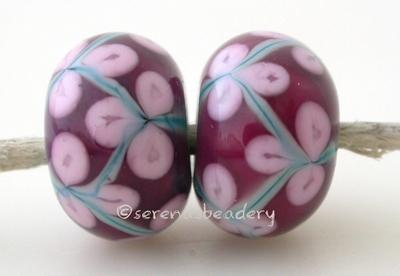 Copper Pink and Pink Flowers one pair of copper green and pink beads with pink flowers 6x12 mm 2.5 mm hole Glossy,Matte