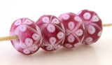 Triple Pink Flowers one pair of triple pink flower beads 6x12 mm 2.5 mm hole     Glossy,Matte