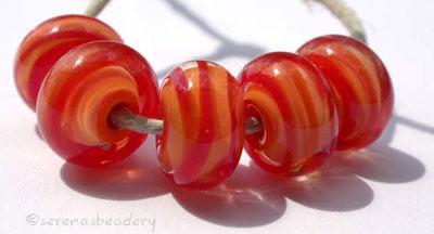 Melon Red Spirals a melon base cased with a red ribbon spiral6x12 mmprice is per bead Default Title