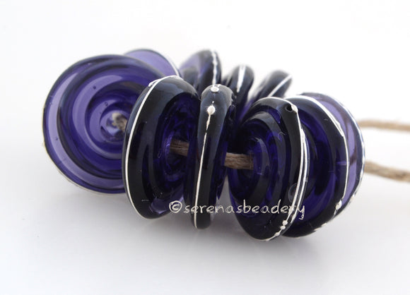 Purple Ink Blue Fine Silver Wavy Discs