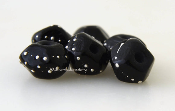 BLACK SILVER NUGGETS Lampwork Glass Beads