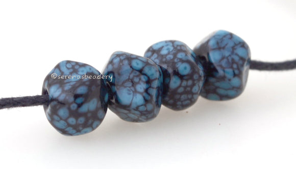 4 BLACK TURQUOISE NUGGETS Lampwork Glass Beads
