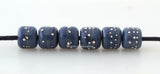 NAVY BLUE fine SILVER Dots Tiny Tube Lampwork Glass Beads