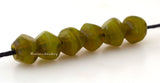 6 GREEN HOSTA NUGGET   Lampwork Glass Beads