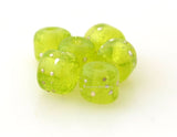 CHARTREUSE fine SILVER Dots Tiny Tube Lampwork Glass Beads