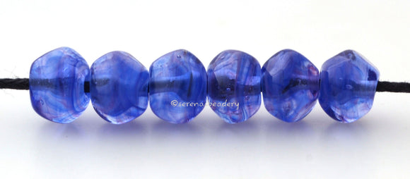 6 BLUEBERRY SWIRL NUGGET   Lampwork Glass Beads