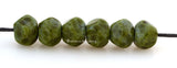 6 OLIVE GROVES NUGGET Lampwork Glass Beads