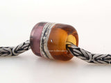Amber Amethyst Tube Charm Bead One European charm style bracelet bead with light amber, light amethyst, silvered ivory, fine silver. Bead Size: 13x11 mm Amount: 1 Bead Hole Size: 5 mm Glossy,Matte