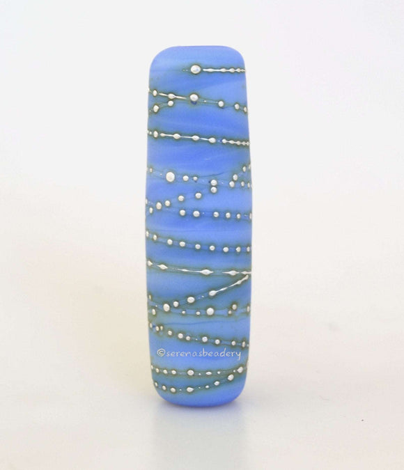Baby Blue Fine Silver Focal #2044 40x12 mm1 BeadHole Size: 2.5 mm This lampwork glass bead is ready to ship Default Title