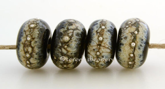 Black Granite #2078  7x12 mm4 BeadsHole Size: 2.5 mm~ Black granite with fine silver. ~ This lampwork glass bead set is ready to ship. Default Title