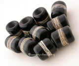 All Black Silvered Ivory Tube Big Hole Bead all black with fine silver and silvered ivory European charm style bead13x11 mmprice is per bead Glossy,Matte