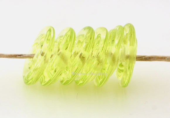 Uranium Yellow Wavy Discs #1905 3x14 mm6 BeadsHole Size: 2.5 mm The lampwork beads are ready to ship. Default Title
