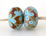 Turquoise Raku Flowers one pair of light turquoise and raku beads with matching turquoise blue flowers 6x12 mm 2.5 mm hole     Glossy,Matte