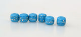 Dark Turquoise Silver Dotted Tiny Tubes #2134