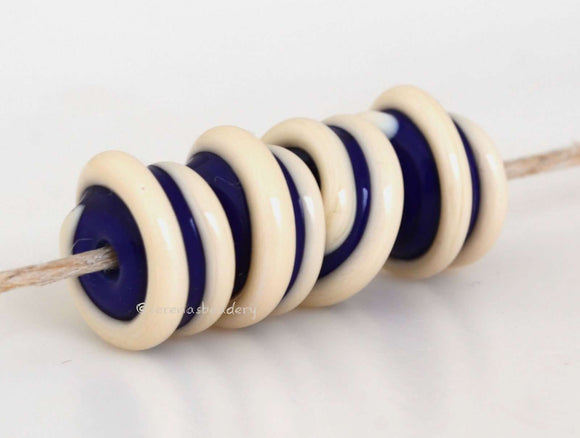 Cobalt Blue Cream Raised Spiral dark cobalt blue beads with a raised cream spiral 6x12 mm price is per bead Default Title