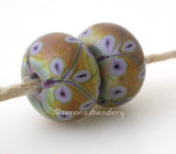 Violet Raku Flowers one pair of new violet and raku beads with matching violet flowers 6x12 mm 2.5 mm hole     Glossy,Matte