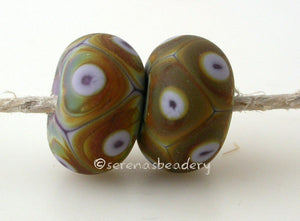Violet Raku Dots #1935 6x12 mm2 beadsHole Size: 2.5 mm~ light violet and raku brown dot pair in a matte finish ~ This lampwork bead pair is ready to ship. Default Title