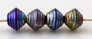Rainbow Iris Ribbed Bicones #1768 Size: 10x13 mm ~ Amount: 4 Beads ~ Hole Size: 2.5 mm These beads are ready to ship! Default Title