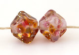 The Desire Crystal Pair #1776 Size: 13x13 mm ~ Amount: 2 Beads ~ Hole Size: 2.5 mm~ pink, peach and golden brown crystals with fine silver ~ These beads are ready to ship. Default Title