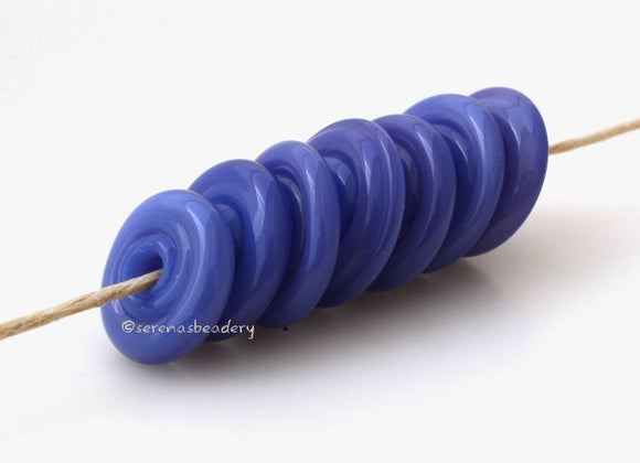 Blue Violet Wavy Disks #1864 3x14mm7 BeadsHole Size: 2.5 mm These lampwork glass beads are ready to ship. Default Title