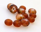 Spotted Tigress #1926 5x10 &amp; 7x12 mm4 BeadsHole Size: 2.5 mm~ pale yellow and amber with spots of deep brown and hints of green and orange plus matching amber spacers in a matte finish ~ These lampwork glass beads are ready to ship. Default Title