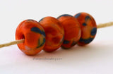 Fall Festivities Orange lampwork glass beads with steel blue, peach pink and teal.Bead Size: 6x11-12 or 7x13-14 mmHole Size: 2.5 mmprice is for one bead with a discount for 4 or more 11-12 mm,Glossy,13-14 mm,Glossy,11-12 mm,Matte,13-14 mm,Matte