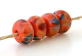 Fall Festivities Orange lampwork glass beads with steel blue, peach pink and teal.Bead Size: 6x11-12 or 7x13-14 mmHole Size: 2.5 mmprice is for one bead with a discount for 4 or more 11-12 mm,Glossy,13-14 mm,Glossy,11-12 mm,Matte,13-14 mm,Matte
