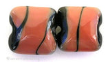 Wild Spiraled Pillow Pair a pair of spiraled striped pillow beads - shown here in white with black 13mm square Glossy,Amber with Ivory,Glossy,Black with Powder Pink,Glossy,Black with Purple,Glossy,Black with White,Glossy,Brown with Pink,Glossy,Cobalt with Gray,Glossy,Dark Violet with New Violet,Glossy,White with Ink Blue,Matte,Amber with Ivory,Matte,Black with Powder Pink,Matte,Black with Purple,Matte,Black with White,Matte,Brown with Pink,Matte,Cobalt with Gray,Matte,Dark Violet with New Violet,Matte,White