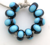 Black and Two-toned Turquoise Dots black quad dots with light and dark turquoise5x11 mmprice is per bead Glossy,Matte