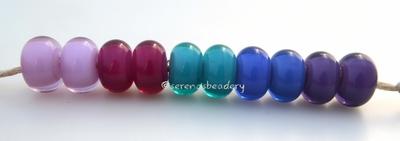 Bohemian Rainbow Bohemian Rainbow in rich festive colors. Mixing and layering colors in glass can be lots of fun. This set is a result of layering different colors over pink. Mutated lavender, berry, teal, blue and purple. You can order each color separately or the set of 10 beads as shown.Bead Size:7x12 mmAmount:10 BeadsHole Size:2.5 mm Glossy,Lavender,Glossy,Berry,Glossy,Teal Blue,Glossy,Purple,Glossy,Full Set of 10 Pairs,Matte,Lavender,Matte,Berry,Matte,Teal Blue,Matte,Purple,Matte,Full Set of 10 Pairs