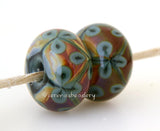 Czar Green and Raku Flowers one pair of czar olive green and raku beads with matching green flowers 6x12 mm 2.5 mm hole     Glossy,Matte