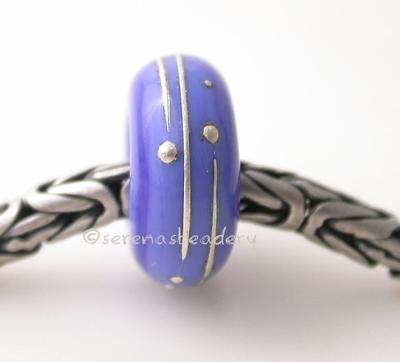 Dark Periwinkle Fine Silver Wrap European Charm Bead one dark periwinkle handmade lampwork glass European charm spacer bead with a fine silver wrap6x14 mm with a 5mm holeprice is per bead Glossy,Matte