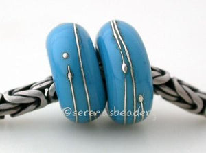 Dark Turquoise Fine Silver Wrap European Charm Bead one dark turquoise handmade lampwork glass European charm spacer bead with a fine silver wrap6x14 mm with a 5mm holeprice is per bead Glossy,Matte
