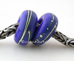 Light Cobalt Fine Silver Wrap European Charm Bead one light cobalt handmade lampwork glass european charm spacer bead with a fine silver wrap5x13mm with a 5mm holeprice is per bead Glossy,Matte