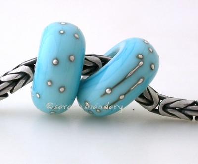 Light Turquoise Fine Silver Wrap European Charm Bead one light turquoise handmade lampwork glass european charm spacer bead with a fine silver wrap5x13mm with a 5mm holeprice is per bead Glossy,Matte