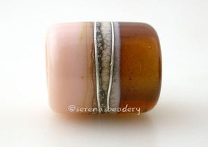 Maple Ginger Silvered Ivory Tube Big Hole Bead maple brown and pale ginger with fine silver and silvered ivory european charm style bead13x11 mmprice is per bead Glossy,Matte