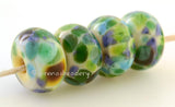 Mottey Meadow Pale yellow lampwork glass beads with green, blue and purple frit.Bead Size: 6x11-12 or 7x13-14 mmHole Size: 2.5 mmprice is for one bead with a discount for 4 or more 11-12 mm,Glossy,13-14 mm,Glossy,11-12 mm,Matte,13-14 mm,Matte