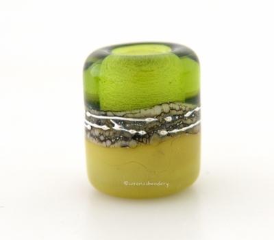 Olive Pistachio Silvered Ivory Tube Big Hole Bead transparent olive green and pistachio with fine silver and silvered ivory european charm style bead13x11 mmprice is per bead Glossy,Matte