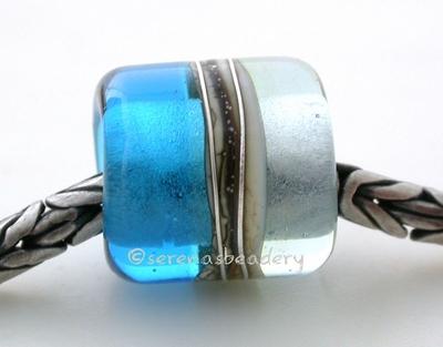 Pale and Dark Aqua Silvered Ivory Tube Big Hole Bead pale and dark aqua with fine silver and silvered ivory european charm style bead13x11 mmprice is per bead Glossy,Matte