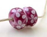 Double Pink and White Flowers one pair of double pink beads with white flowers 6x12 mm 2.5 mm hole Glossy,Matte