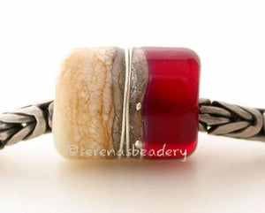 Red Beach European Charm One european charm style bracelet bead with ivory, silvered ivory, fine silver and transparent red.Bead Size:13x11 mmAmount:1 BeadHole Size:5 mm Glossy,Matte