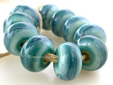 Rock the Boat rock the boat handmade glass lampwork donut spacers - a minty green with blends of teal and aquaBead Size:5x9 mmAmount:10 BeadsHole Size:2.5 mm Glossy,Matte