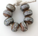 Silvered Tamarind tamarind brown color beads with silvered ivory and fine silver 7x11 mm price is for an 8 bead set Glossy,Matte