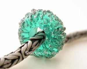 Teal Lustre Sugar European Charm Bead one transparent teal european charm bead with silver luster sugar5x13mm with a 5mm holeprice is per bead Default Title
