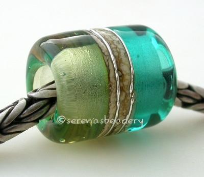 Teal Mojito Silvered Ivory Tube Big Hole Bead light teal and mojito green with fine silver and silvered ivory european charm style bead13x11 mmprice is per bead Glossy,Matte
