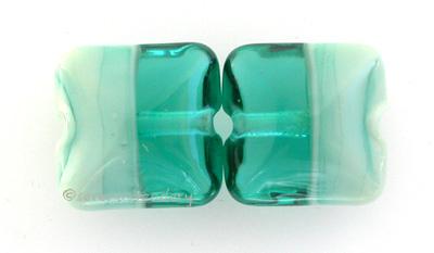 Teal Copper Green Duo A pillow shape in teal and copper green. 13 mm price is per pair Glossy,Matte