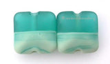 Teal Copper Green Duo A pillow shape in teal and copper green. 13 mm price is per pair Glossy,Matte