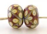 Violet Pink and Yellow Flowers one pair of violet and pink beads with yellow flowers 6x12 mm 2.5 mm hole     Glossy,Matte