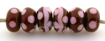 Dandy a fashionable set of brown and dark raspberry pink with dots and waves6x11 mm Glossy,Matte